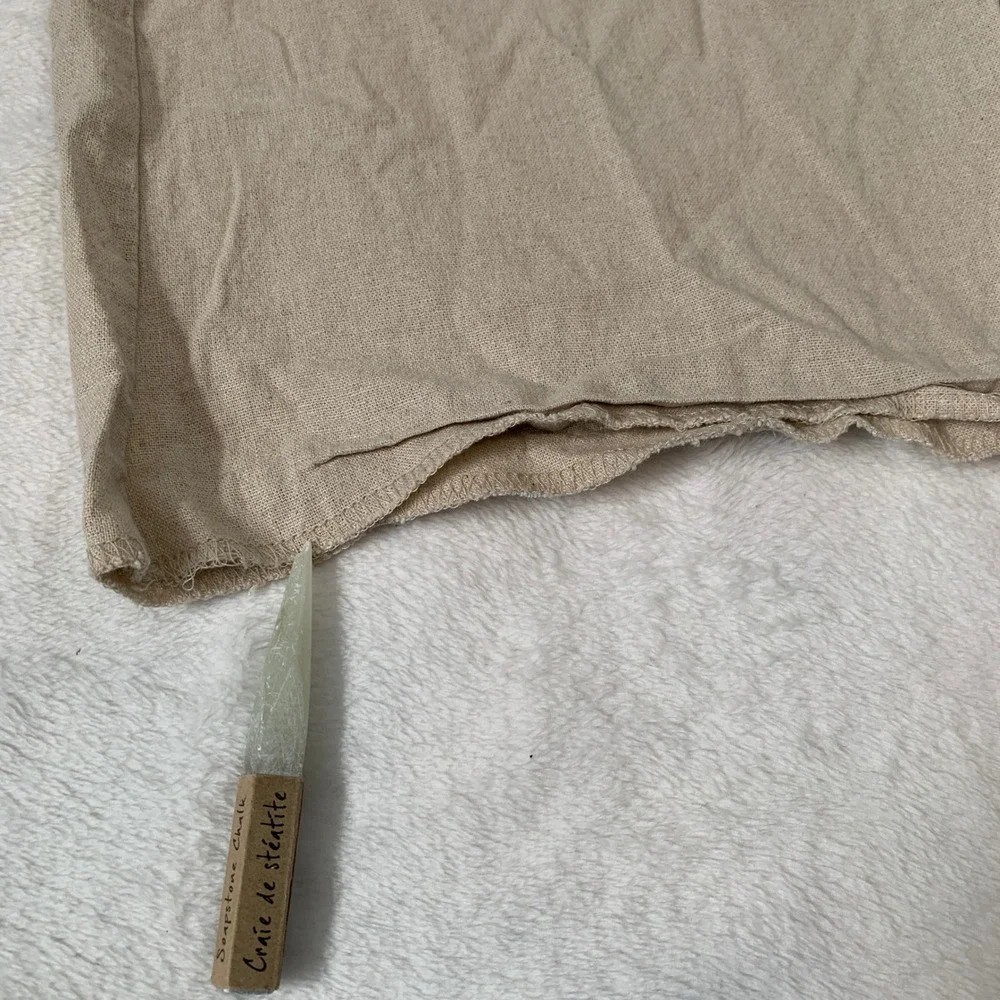 Zara Linen Blend Wide Leg Drawstring Pants‎ Beige Oatmeal Size Large